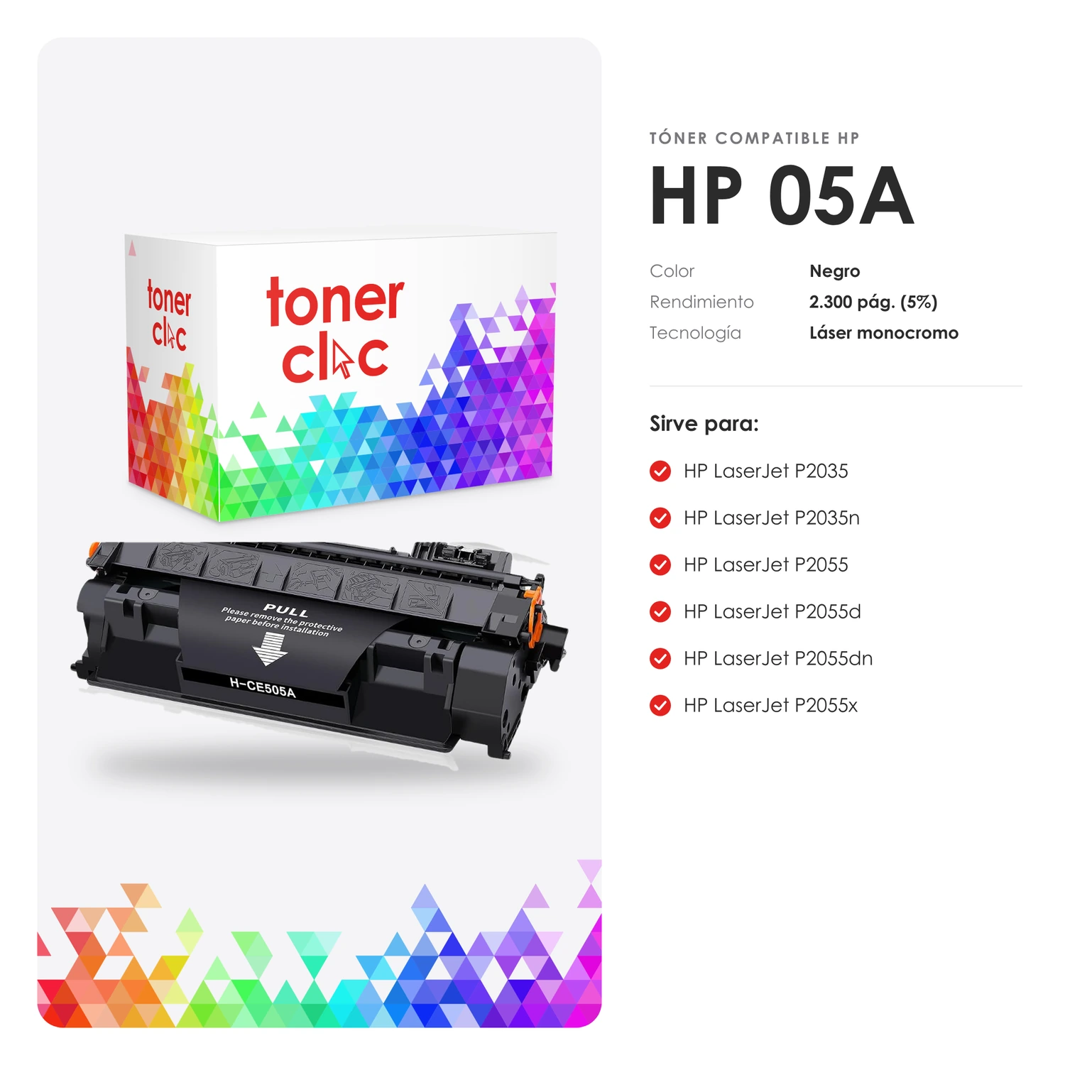 Tóner alternativo HP 05A (CE505A) negro - Imagen 2