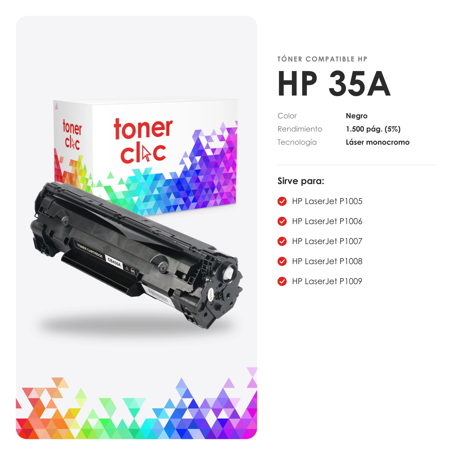 Tóner alternativo HP 35A (CB435A) negro - Imagen 2