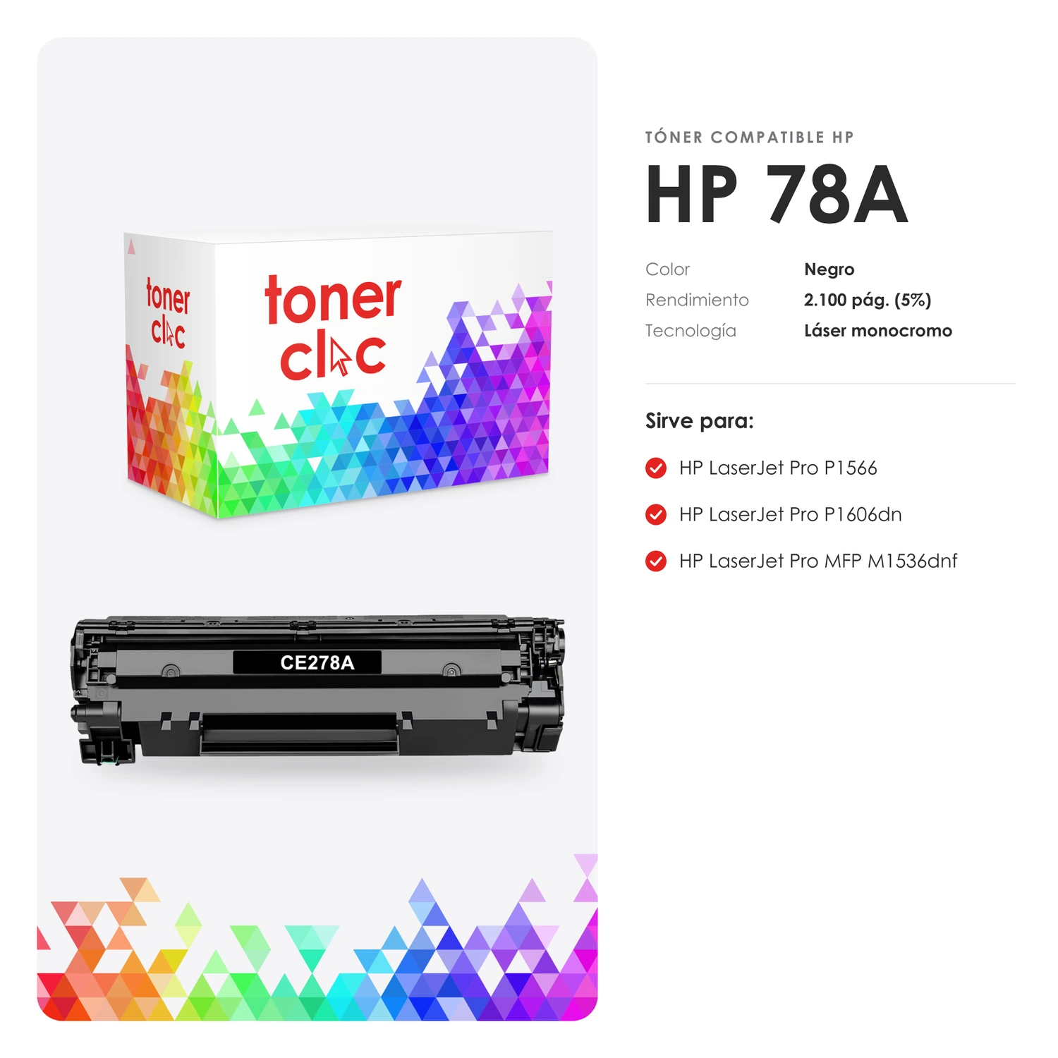 Tóner alternativo HP 78A (CE278A) negro - Imagen 2