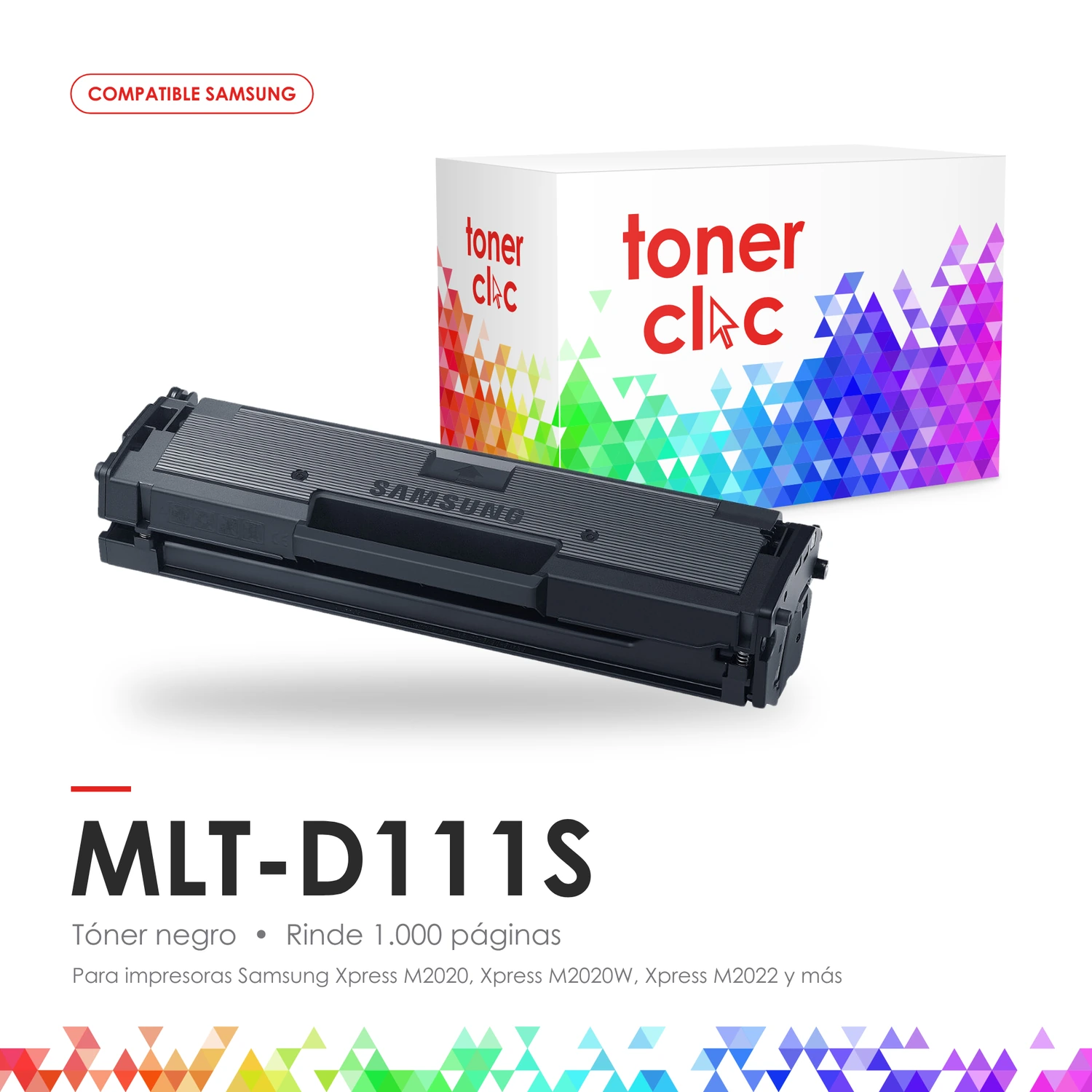 Tóner alternativo Samsung MLT-D111S negro, rinde 1.000 páginas