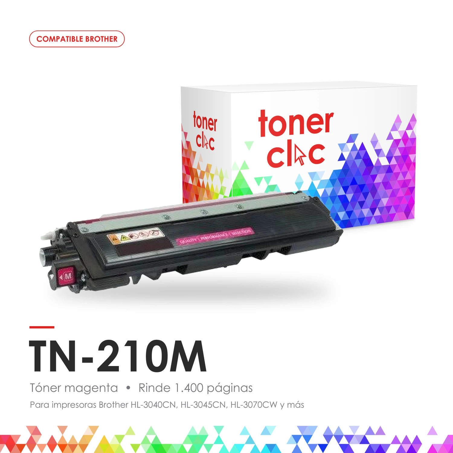 Tóner alternativo Brother TN-210M magenta, rinde 1.400 páginas