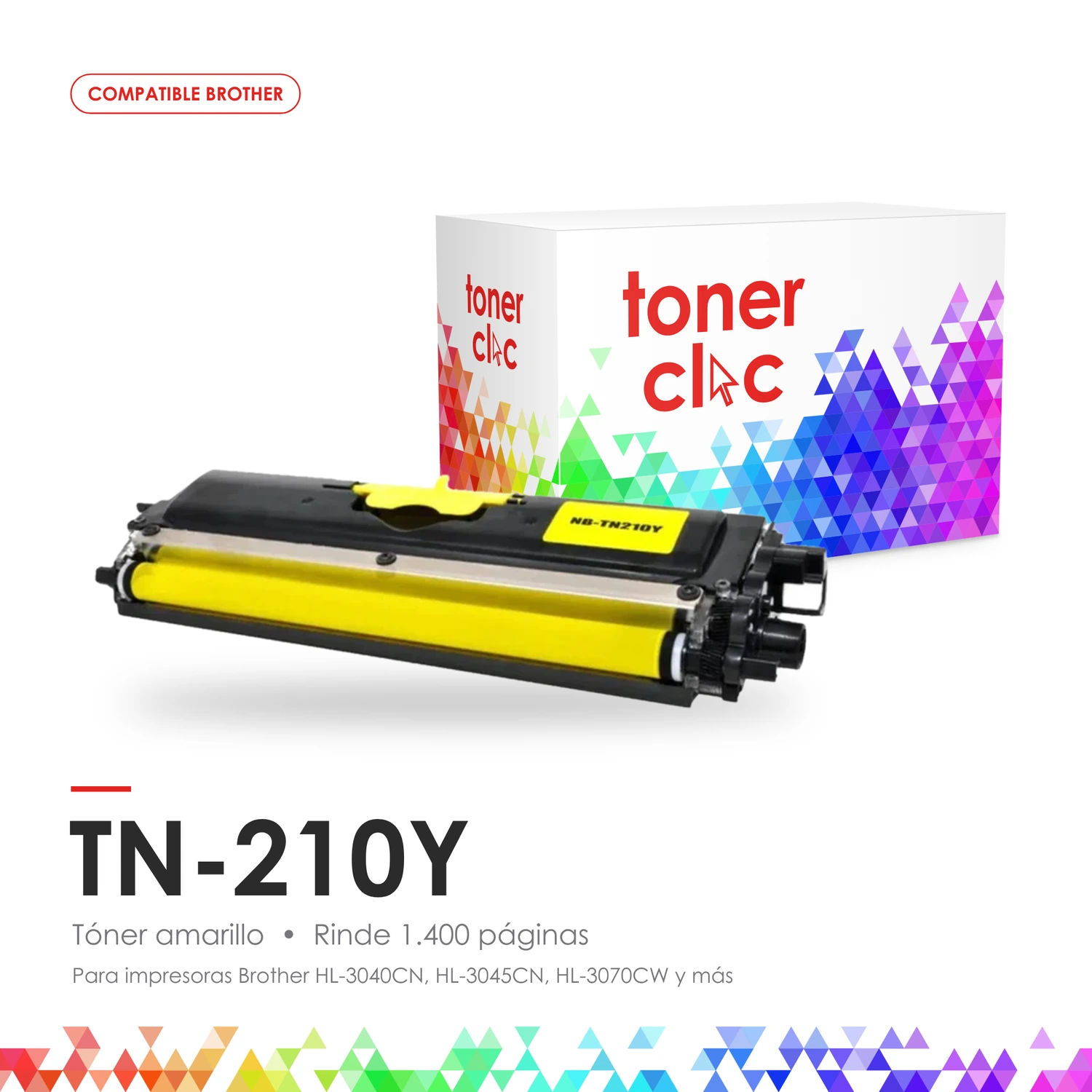 Tóner alternativo Brother TN-210Y amarillo, rinde 1.400 páginas