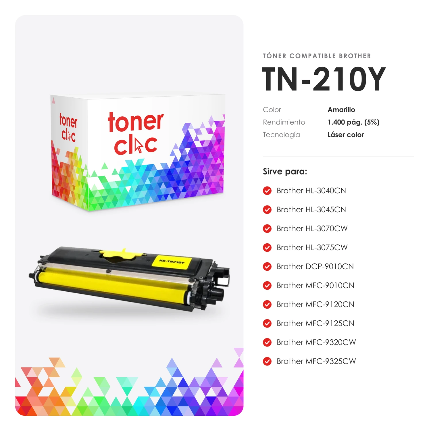 Tóner alternativo Brother TN-210Y amarillo - Imagen 2