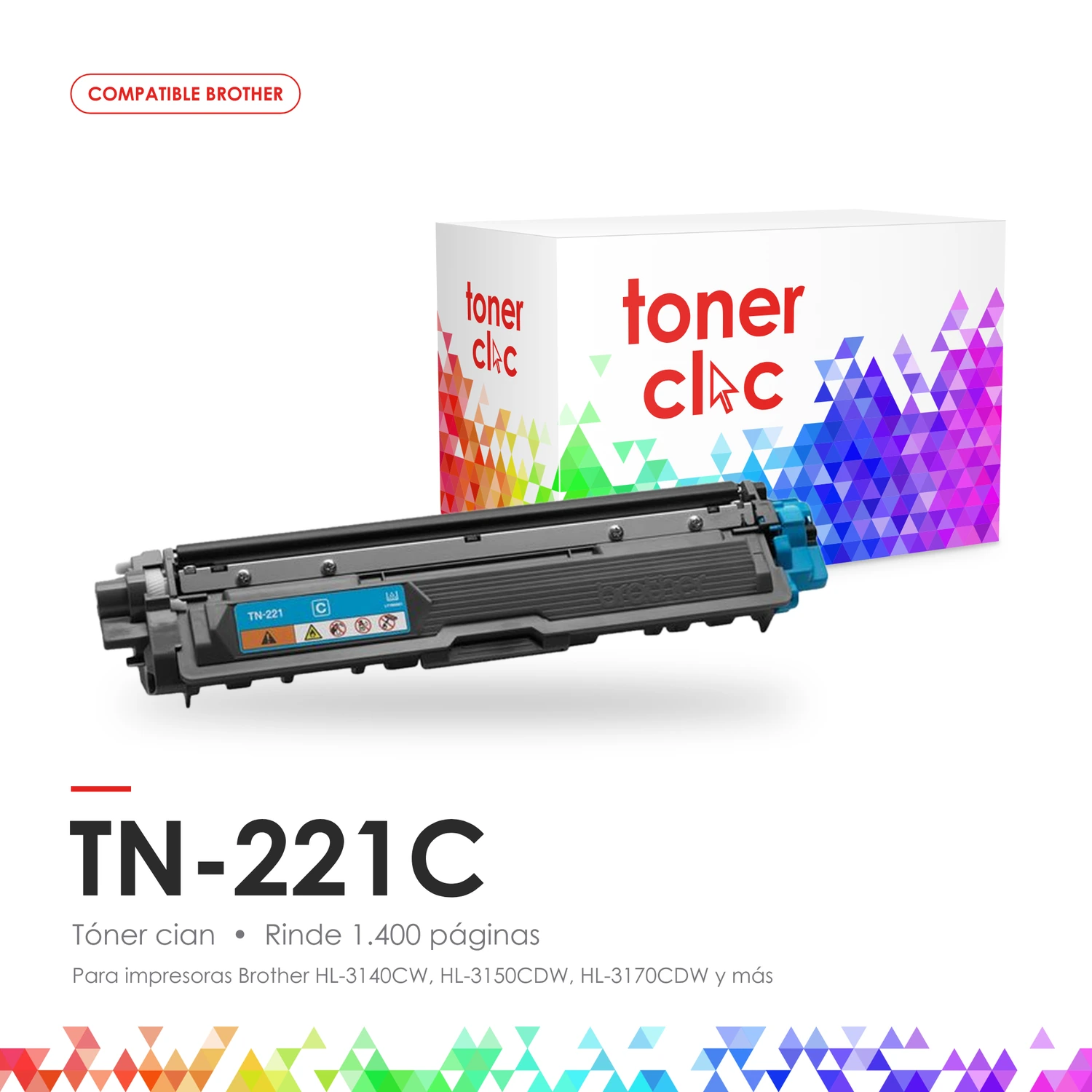 Tóner alternativo Brother TN-221C cian, rinde 1.400 páginas
