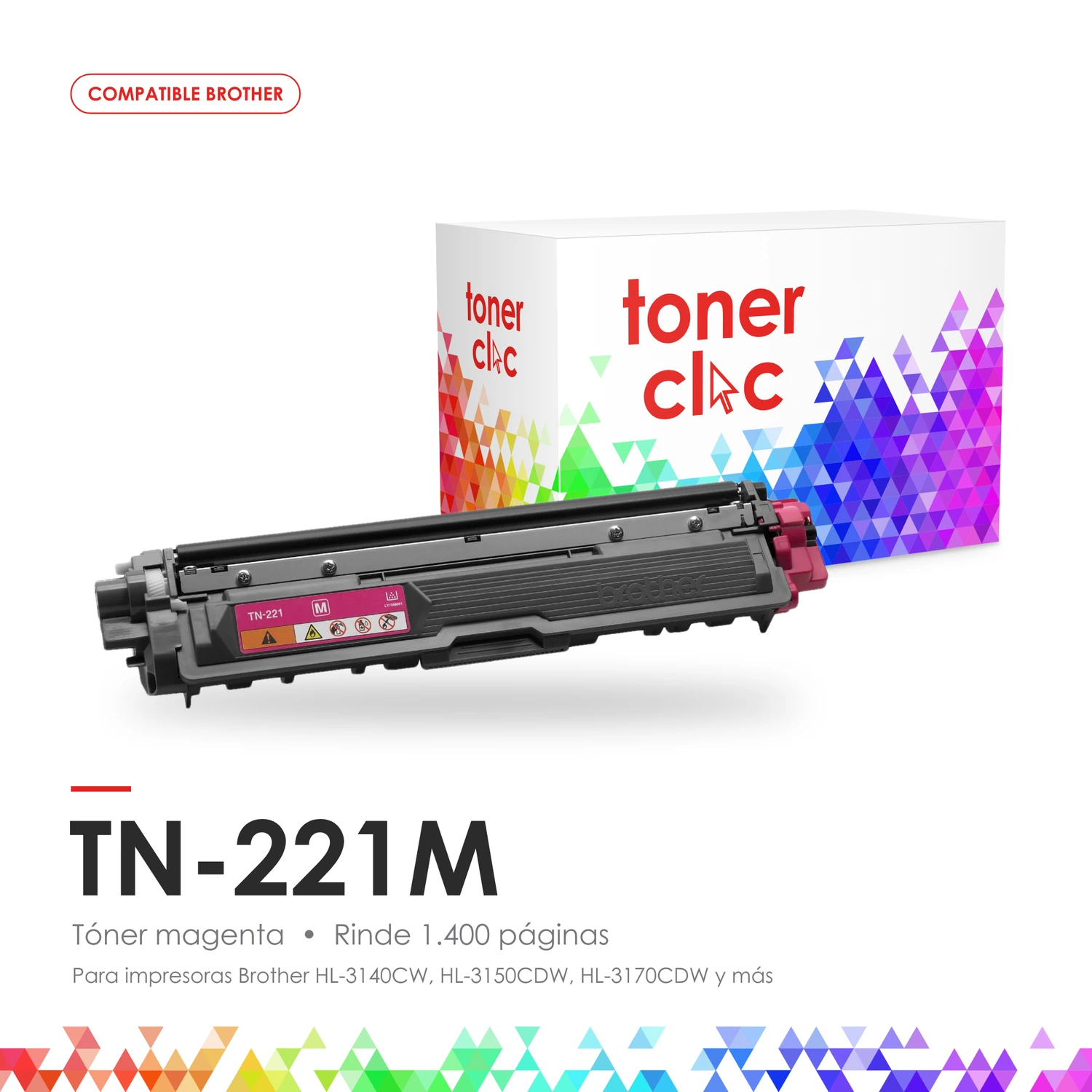 Tóner alternativo Brother TN-221M magenta, rinde 1.400 páginas