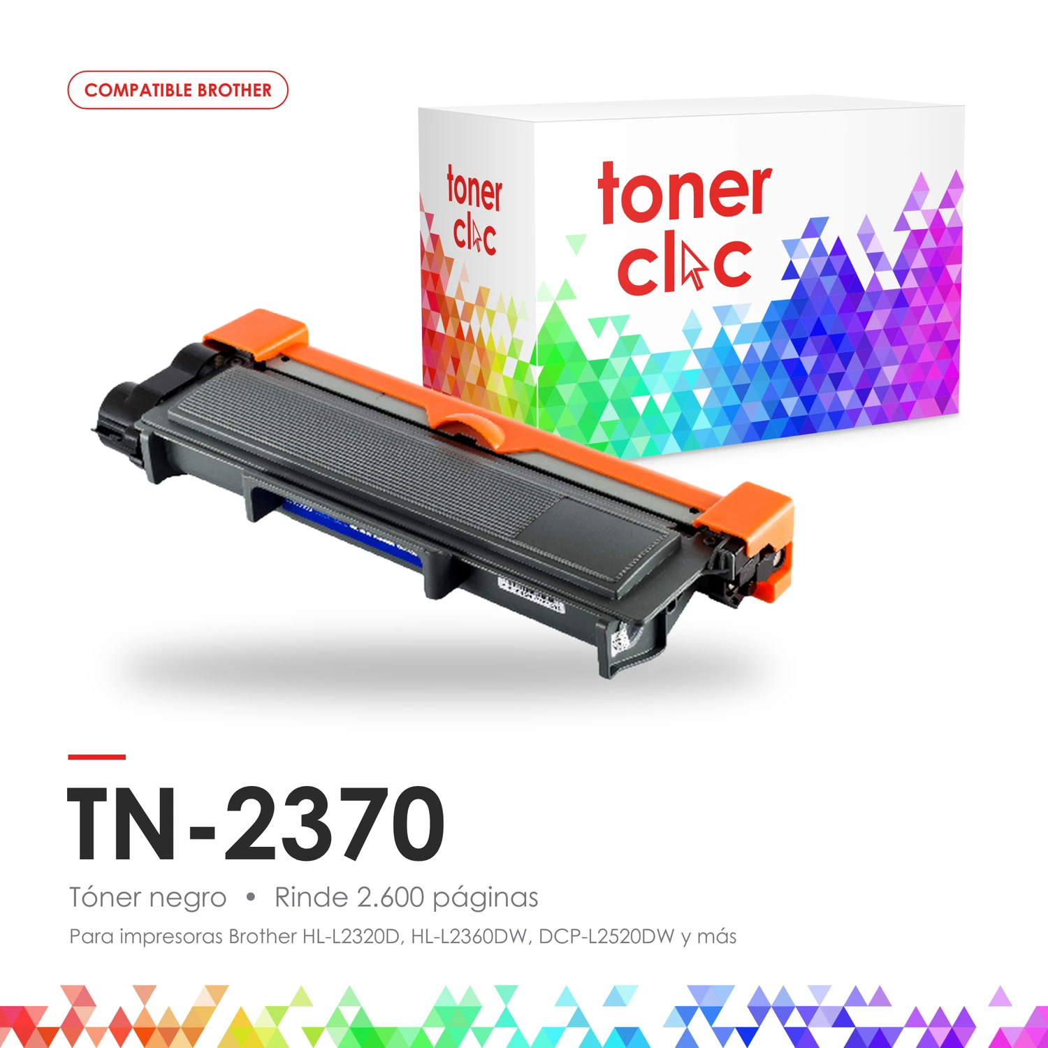 Tóner alternativo Brother TN-2370 negro, rinde 2.600 páginas