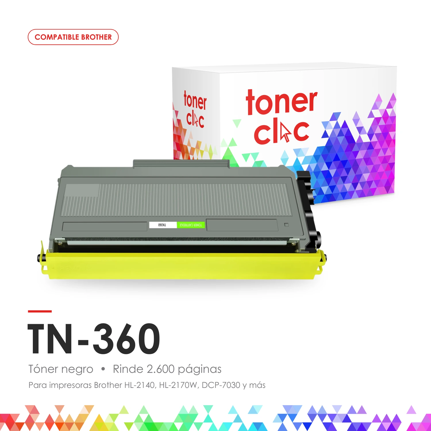 Tóner alternativo Brother TN-360 negro, rinde 2.600 páginas