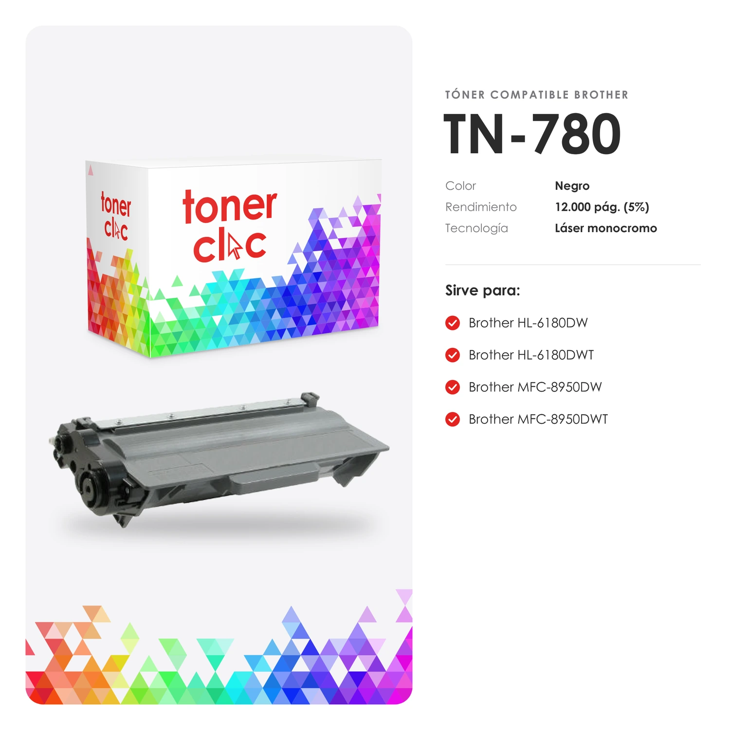 Tóner alternativo Brother TN-780 negro - Imagen 2