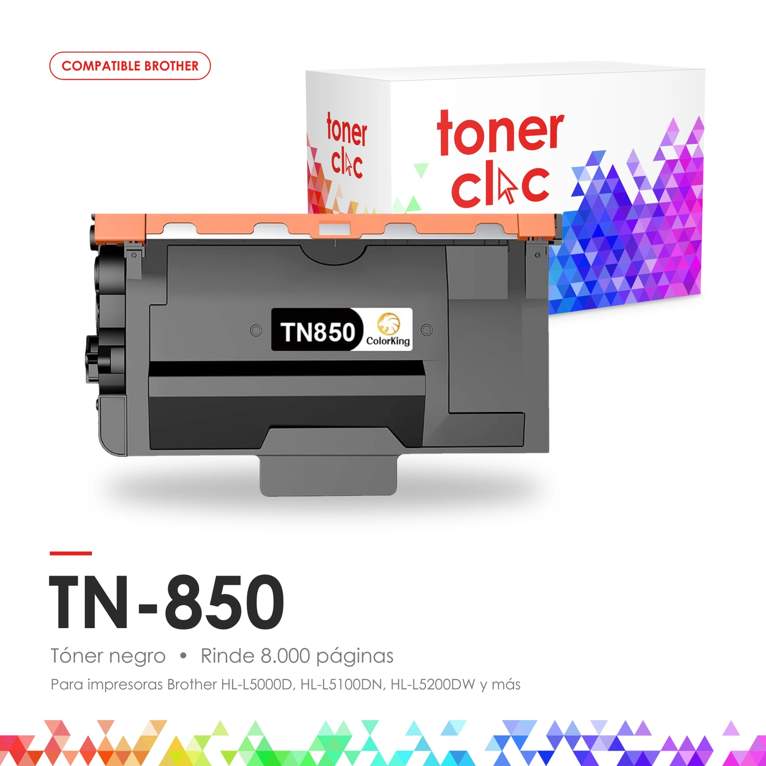 Tóner alternativo Brother TN-850 negro, rinde 8.000 páginas